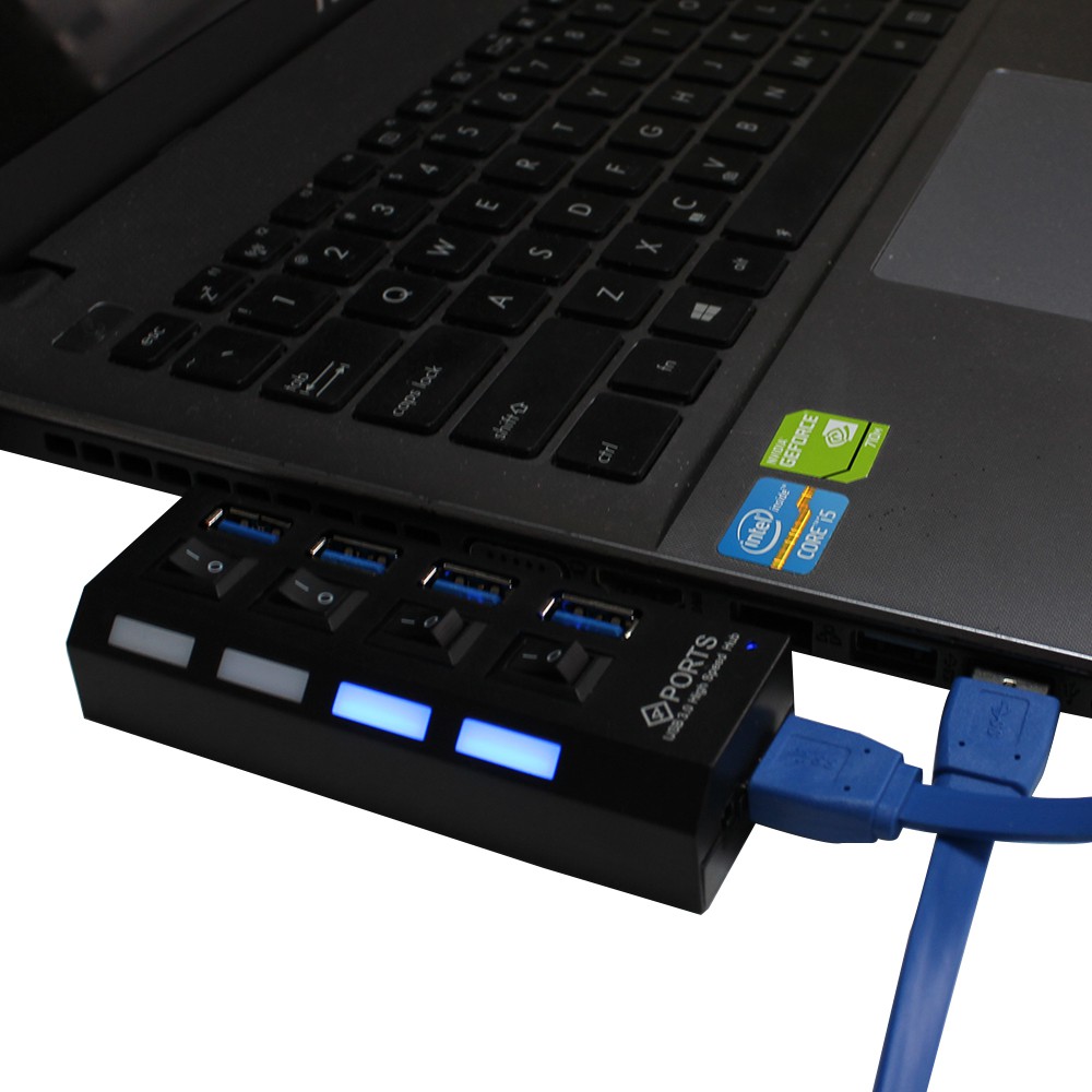 Bộ Chia 4 Cổng USB 3.0 5Gbps Đầu Cắm EU/US/UK Có Công Tắc Cho Máy Tính