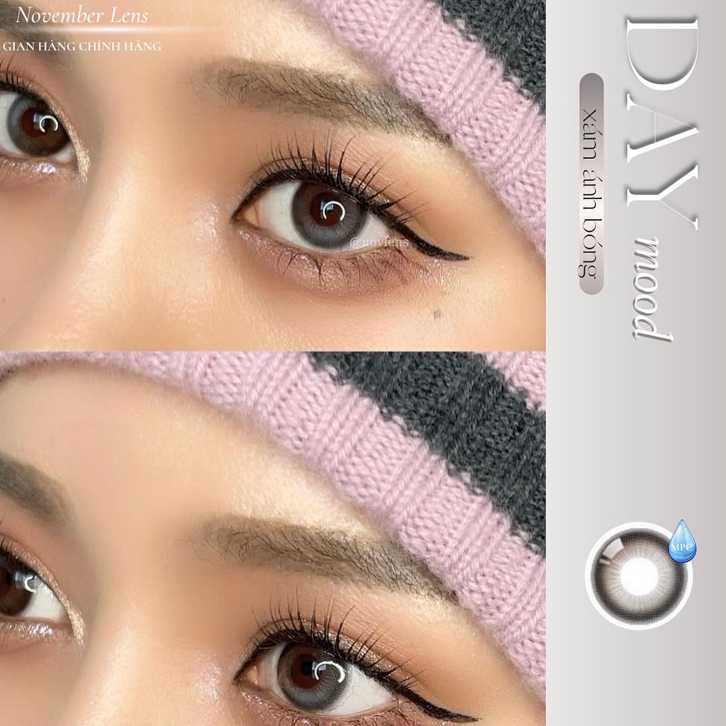 Kính áp tròng xám lạnh ánh bóng DAYMOOD GRAY chất liệu cấp ẩm cho mắt khô và chống tia UV