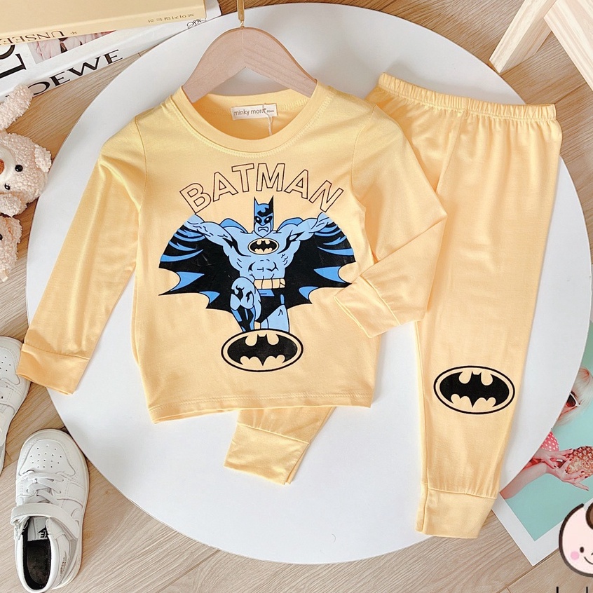 Bộ Dài Tay Bé Trai Minkymom Vải Thun Lạnh In Hình Siêu Nhân Batman, Bộ Quần Áo Thu Đông Cho Bé Mặc Nhà TDSIEUNHAN1