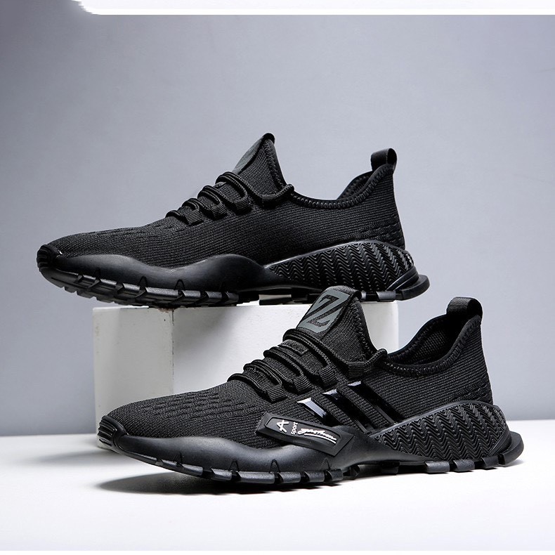 Giày nam sneaker thể thao đế Răng Cưa 3 sọc đen Full mới về | BigBuy360 - bigbuy360.vn