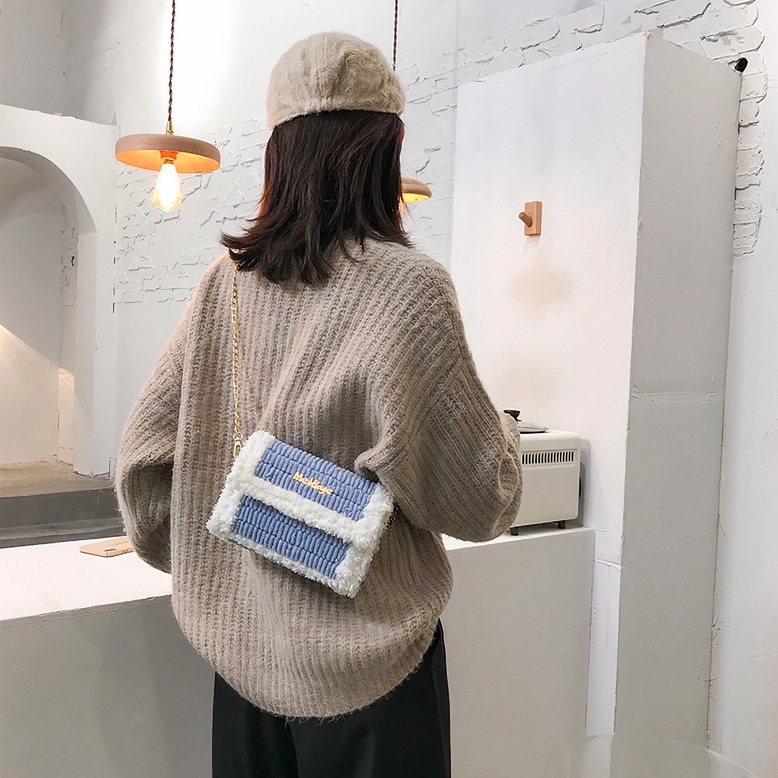 [Có video hướng dẫn] Túi tự đan len phối màu, túi Mei&amp;ge tự đan len xù phong cách Hàn Quốc - Bộ phụ kiện đầy đủ LX104