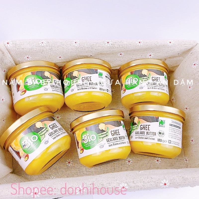 Date 12/2024 Bơ Ghee hữu cơ DMBIO /ENERBIO  Đức dành cho bé ăn dặm và gia đình 180g date 2024