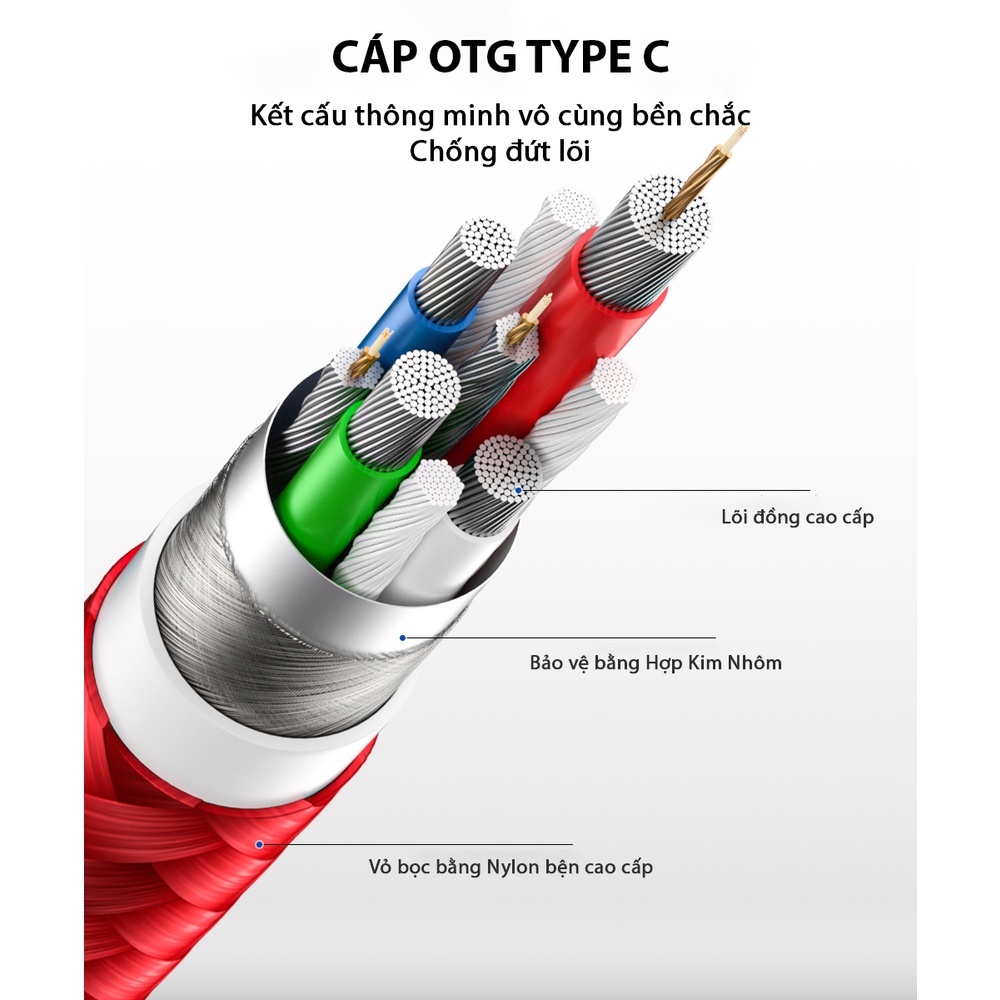 Cáp OTG Type C Bamas BC022 - Bộ Chuyển Đổi Usb Sang Type C - Usb 3.0 Truyền Tải Dữ Liệu Siêu Tốc Lên Đến 5Gbps