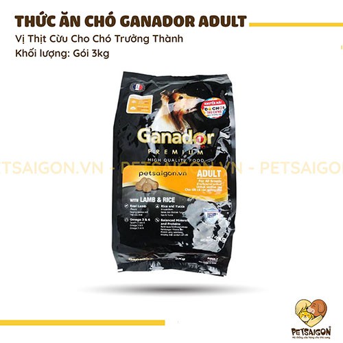 [CHÍNH HÃNG] THỨC ĂN GANADOR ADULT VỊ CỪU CHO CHÓ - GÓI 3KG