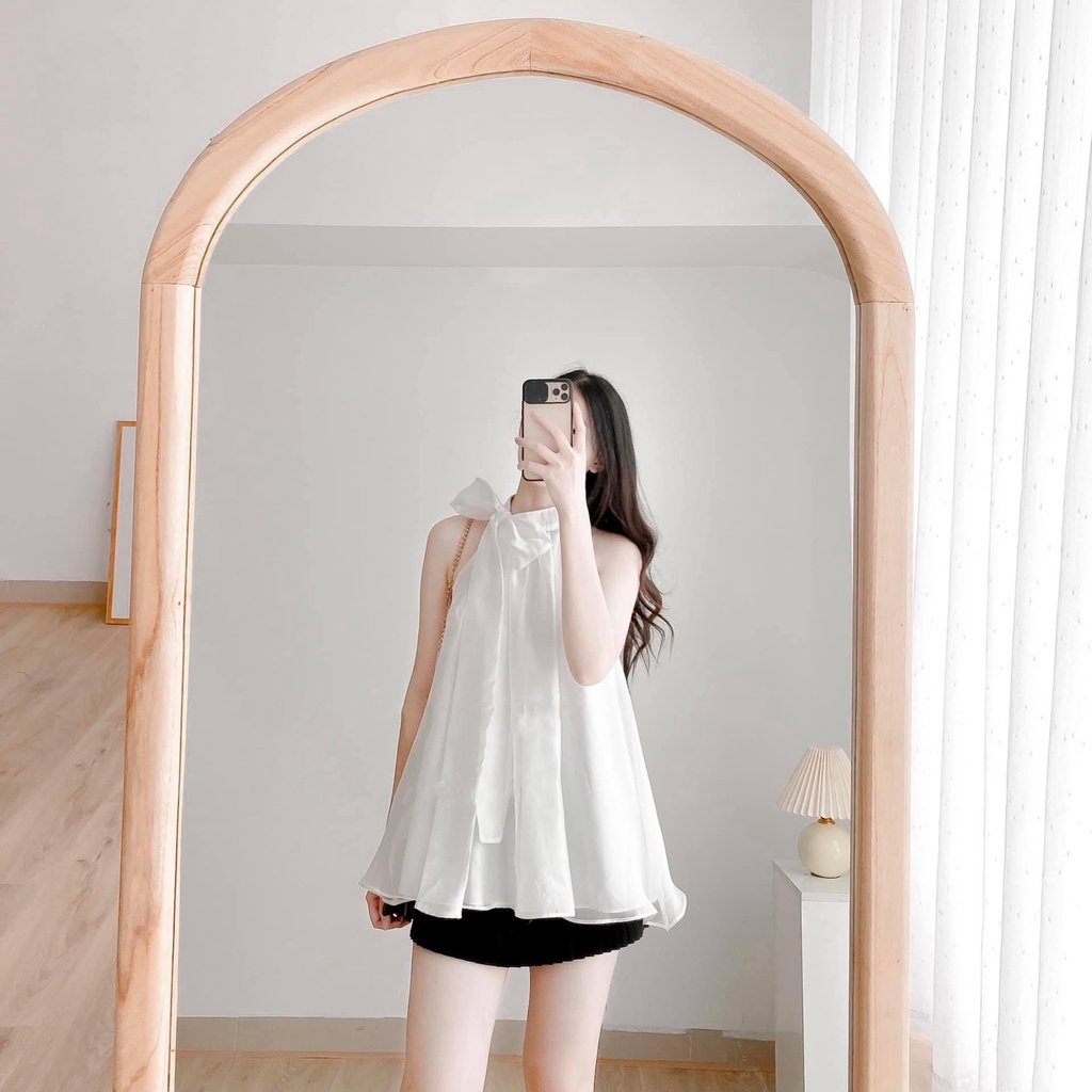 [Ảnh thật] Áo yếm Dream Top A07 vải tơ màu trắng mềm mại, áo kiểu nữ 2 lớp dày dặn, chất lượng cao.