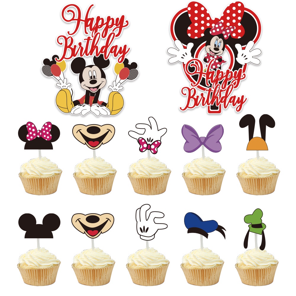 DISNEY Set 50 Que Cắm Trang Trí Bánh Sinh Nhật Hình Mickey Minnie Dễ Thương