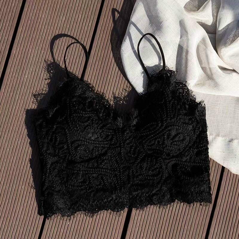 Áo bralete ren 2 dây, hoạt tiết hình xoắn ốc, dáng crotop siêu hot, có đệm mút giúp tôn vòng 1, bảng màu dễ phối