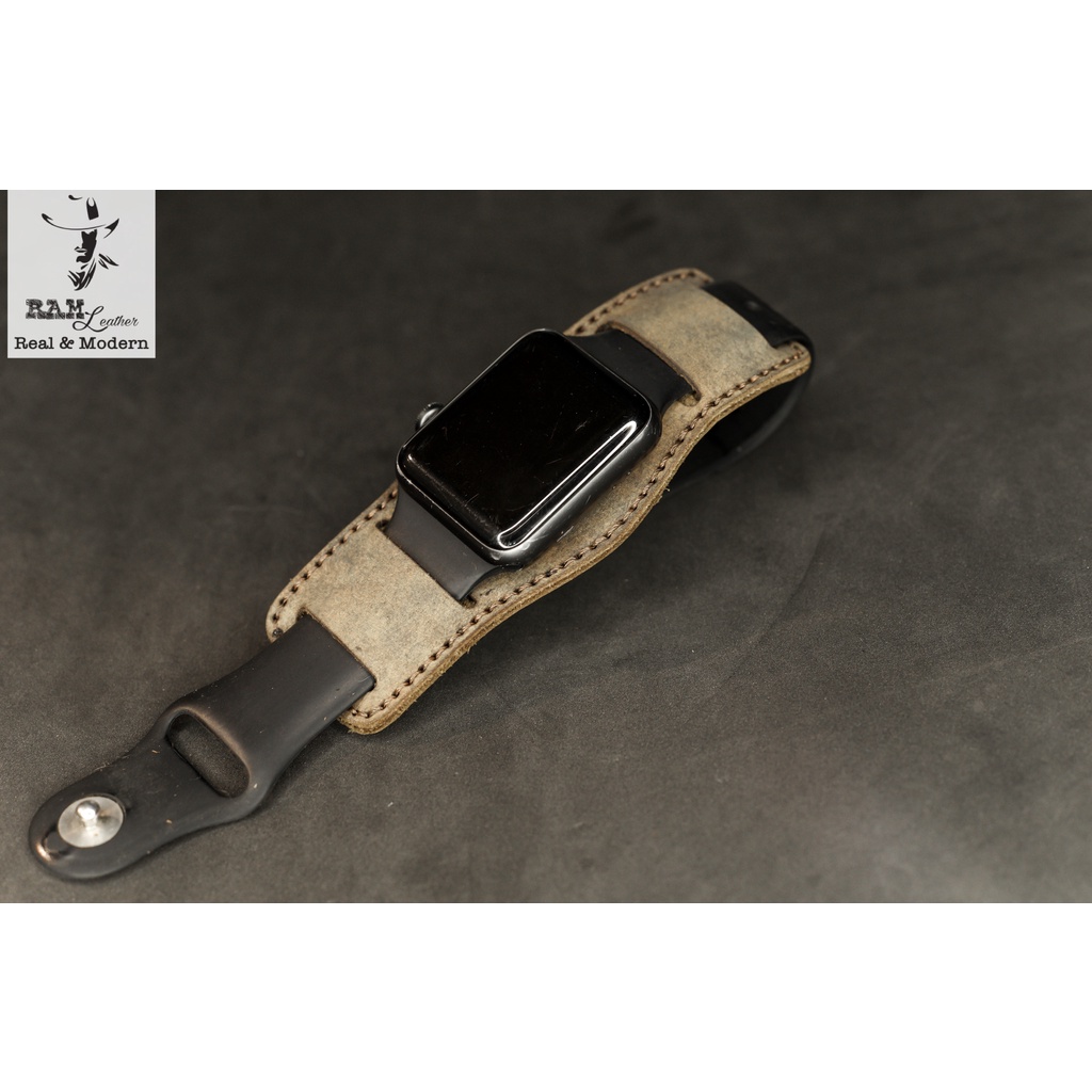 Tấm Đệm Dây đồng hồ Apple Watch , Iwatch , Iphone Watch Chống Mồ Hôi Da Bò Rằn Ri Quân Đội RAM Leather B2  Bền Đẹp