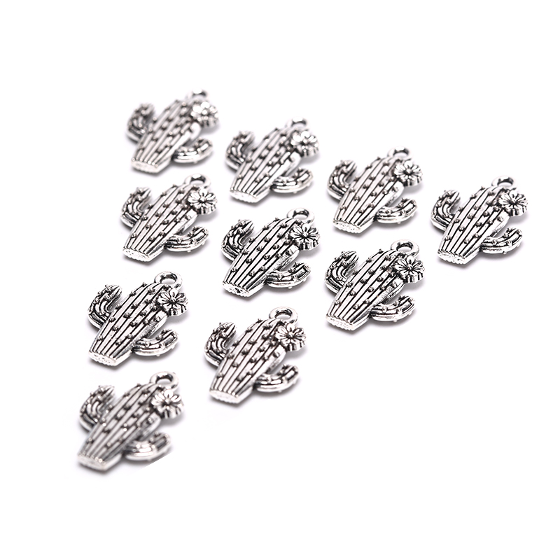 CHARMS Bộ 10 Mặt Dây Chuyền Bạc Hình Cây Xương Rồng