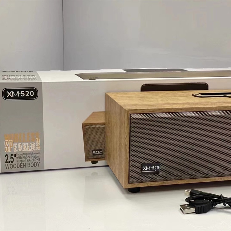 Loa Bluetooth XM 520 - Cao Cấp Bass Cực Mạnh - Thiết Kế Sang Trọng -  Vỏ Gỗ Chất Lượng Cao - Kết Nối Đa Dạng. BH 6 Tháng