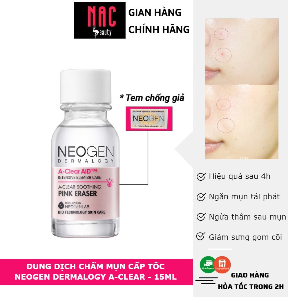 Dung Dịch Chấm Mụn, Giảm Sưng Cấp Tốc Neogen Dermalogy A-Clear Soothing Pink Eraser 15ml