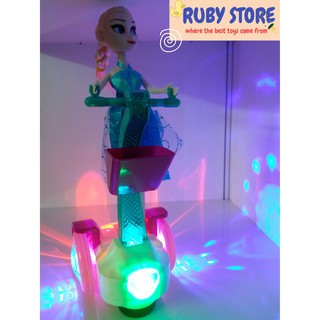 BÚP BÊ NỮ HOÀNG ELSA ĐỨNG TRÊN XE SCOOTER TỰ CHẠY, CÓ ĐÈN LED 3D, NHẠC TIẾNG ANH NGẮN (Dùng pin)