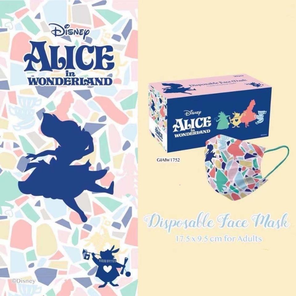 Set 10 / 20 / 50 Khẩu Trang 3 Lớp Dùng Một Lần In Hình Frozen / Công Chúa Lọ Lem / Công Chúa Lọ Lem / Alice Nhiều Màu Sắc Cho Người Lớn
