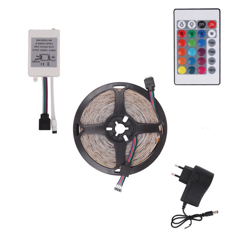 Dây Đèn Led 16 Màu RGB Dài 5M Linh Hoạt Chống Thấm Nước Kèm Remote Điều Khiển 5V Trang Trí Quán Bar TV Phòng Ngủ