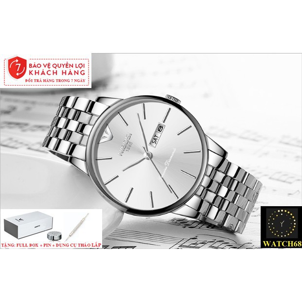 ĐỒNG HỒ NAM NIBOSI 2332 (1985) - FULL BOX DÂY THÉP KHÔNG GỈ. KIỂU DÁNG SANG TRỌNG Bán lẻ giá sỉ