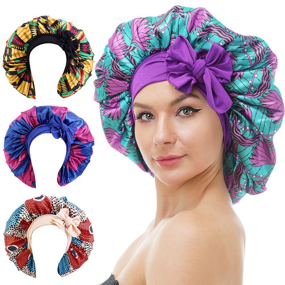 Mũ Trùm Đầu Bằng Lụa Satin Co Giãn Thắt Nơ Có Thể Điều Chỉnh