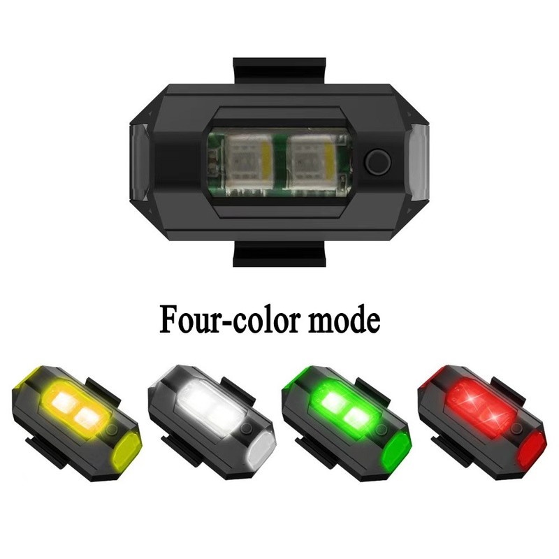 Đèn LED Tín Hiệu 4 Màu Tự Dính Có Thể Sạc Lại Bằng Cổng USB Cho Xe Máy/Xe Đạp