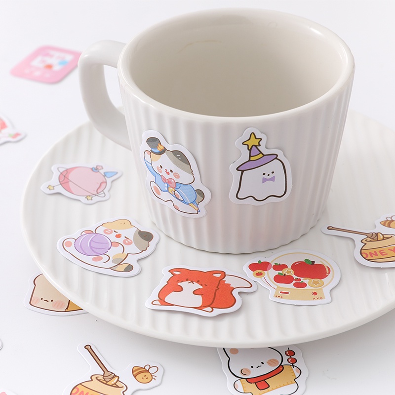 Hộp 46 Miếng Dán Họa Tiết Hoạt Hình Trang Trí Sổ Tay / Nhật Ký DIY