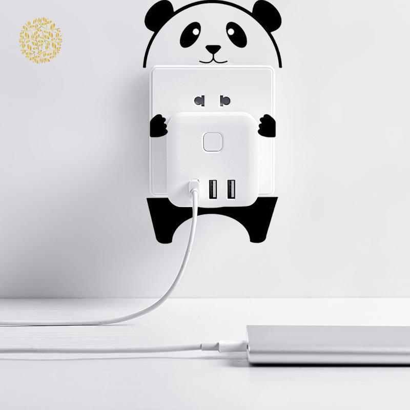 Miếng Dán Trang Trí Công Tắc Hình Gấu Trúc Dễ Thương