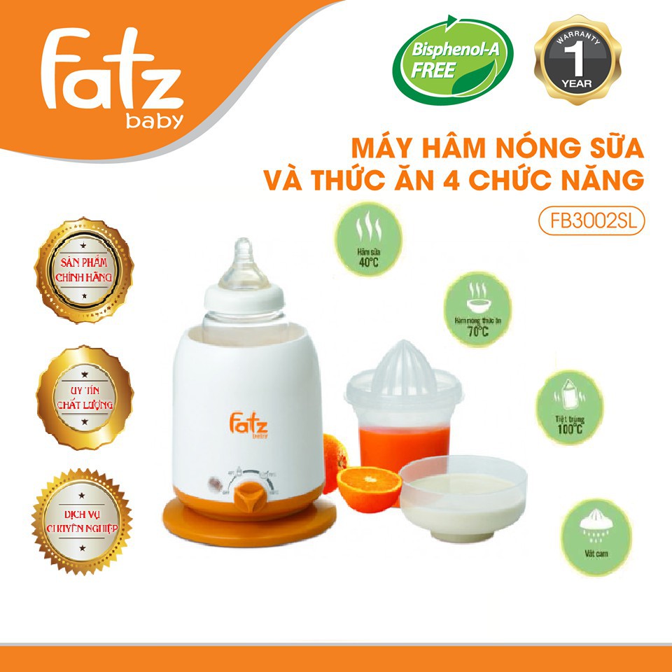 [BH 12 tháng] Máy hâm sữa Fatz Baby 4 chức năng mẫu mới 2020 màu xám