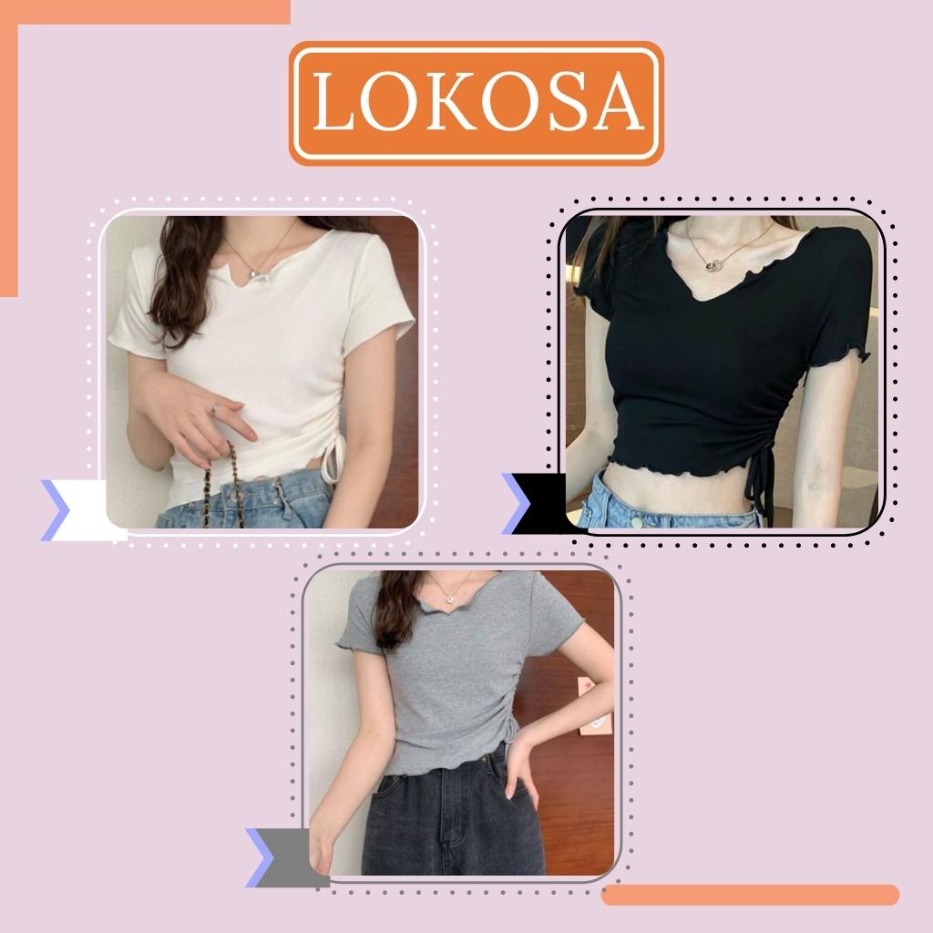 Áo Croptop Ôm Body LOKOSA Áo Kiểu Croptop Sexy Nữ Tay Ngắn Cột Dây Đẹp Bánh Bèo  Hàn Quốc AO035