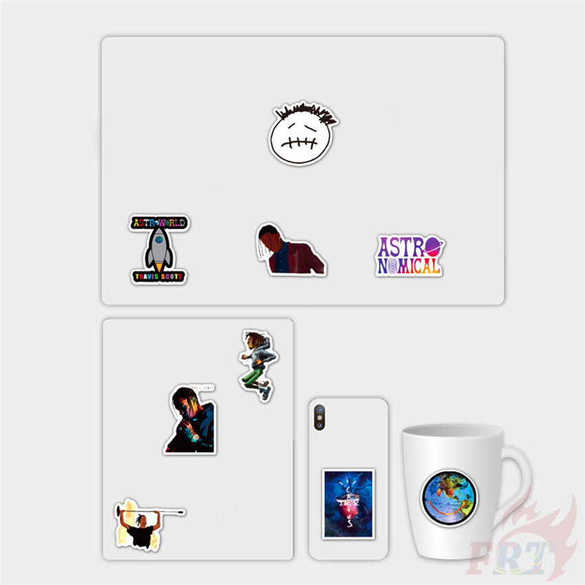 Set 50 Nhãn Dán Phong Cách Rapper Travis Scott Dùng Trang Trí Hành Lý / Laptop Không Thấm Nước Tiện Lợi