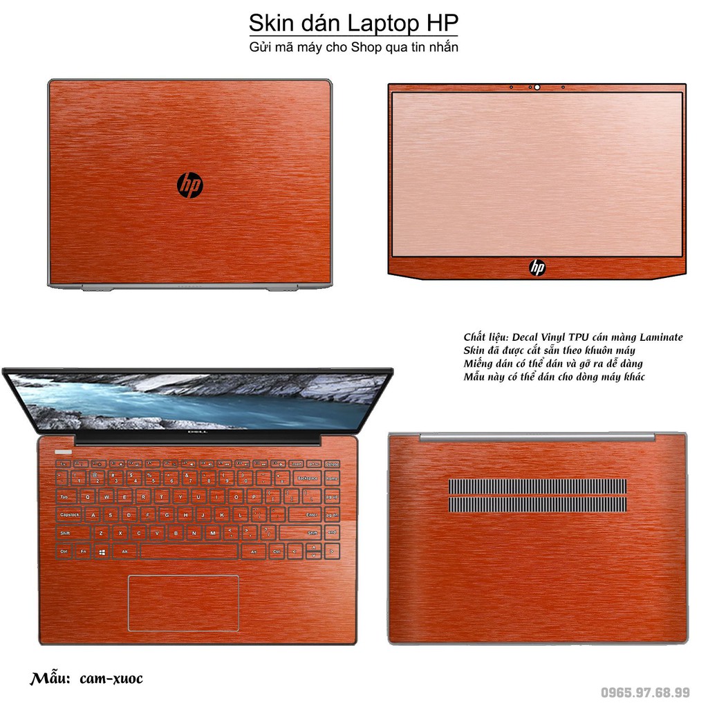 Skin dán Laptop HP màu cam xước (inbox mã máy cho Shop)