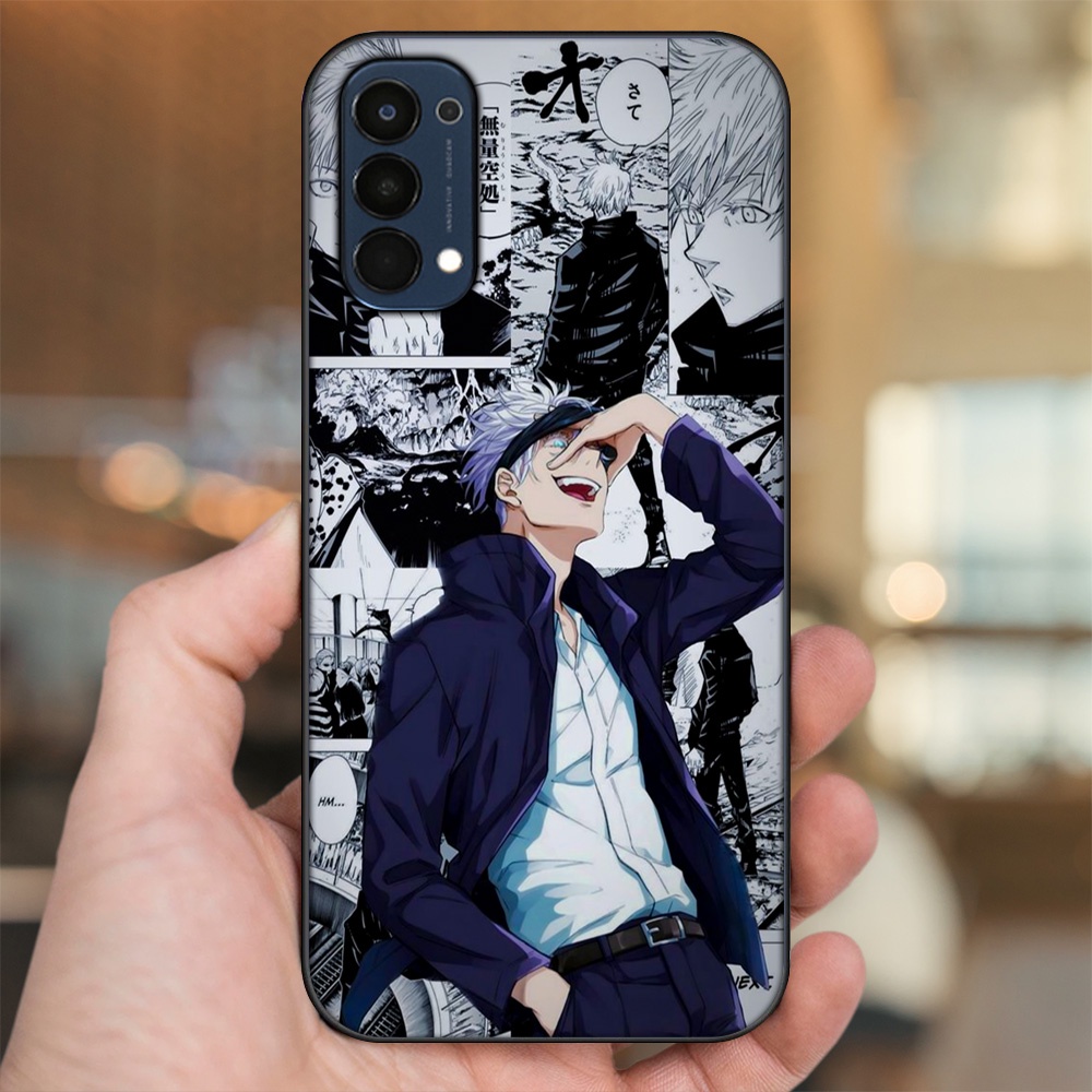 Ốp lưng Oppo Reno 4 viền đen in hình Satoru Jujutsu Kaisen