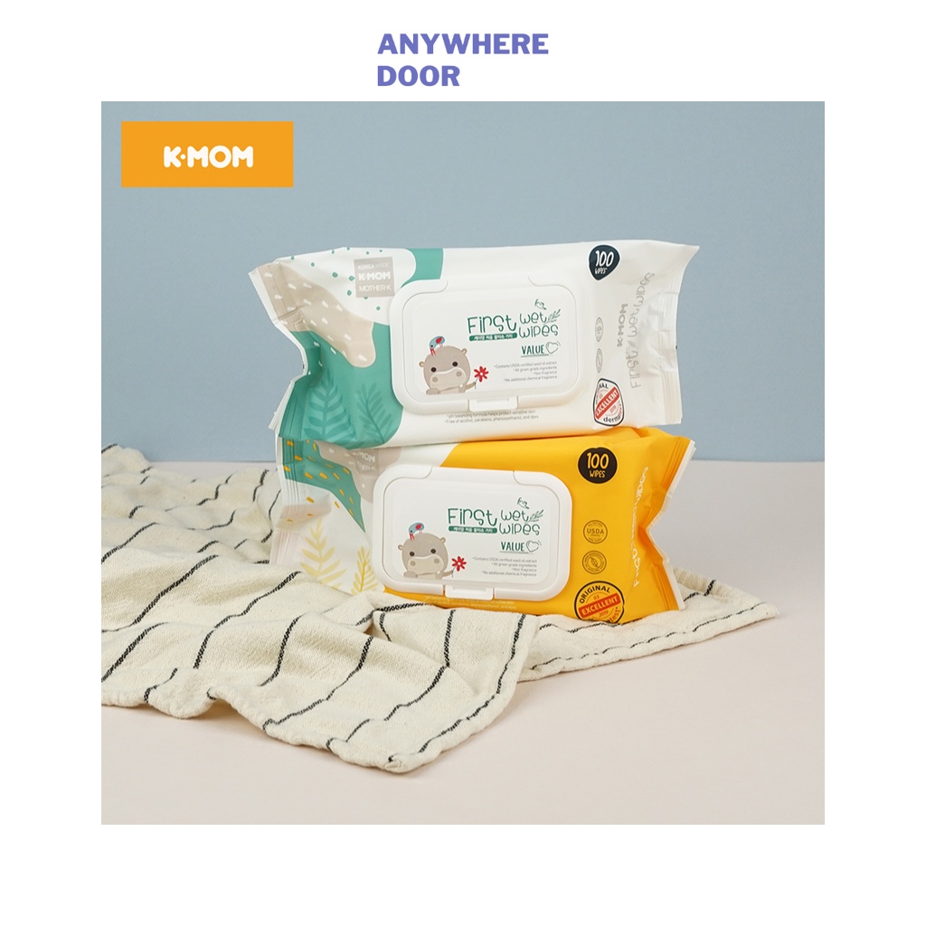 Khăn ướt Kmom VÂN NỔI, CÓ NẮP Hàn Quốc cao cấp cho bé