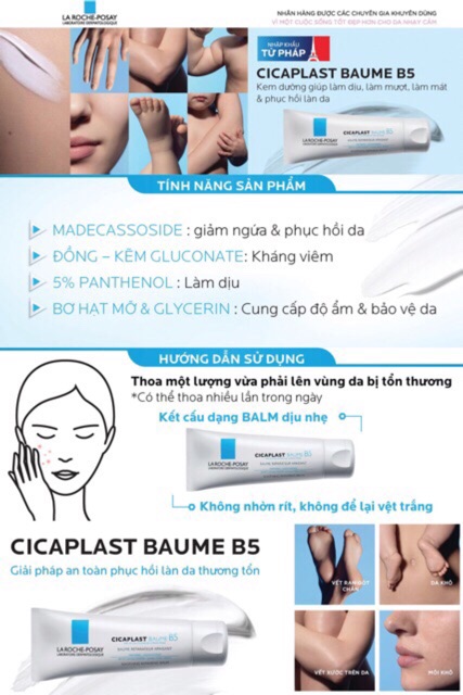 Sample Dạng Tuýp 3ml Kem Baume B5 Dưỡng Giúp Làm Dịu, Làm Mượt, Làm Mát &amp; Phục Hồi Da La Roche-Posay Cicaplast Baume B5