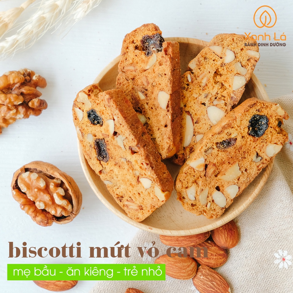 Bánh BISCOTTI hữu cơ nguyên cám không đường Ăn Kiêng, Giảm Cân An Toàn Xanh Lá - Bánh Ngũ Cốc Giảm Cân Healthy