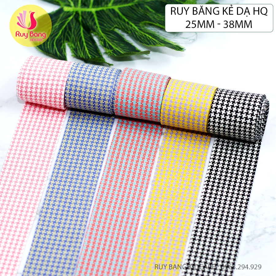 Ruy băng kẻ dạ HQ RB2235 dùng làm nơ cài áo, kẹp tóc...