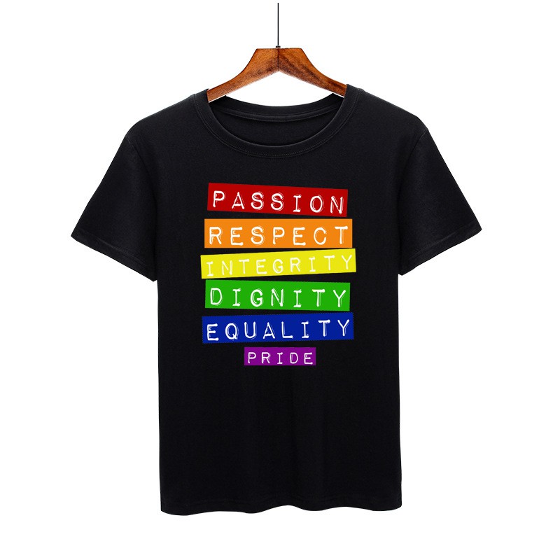 Áo thun cầu vồng mang 6 khẩu hiệu LGBT - AQ023