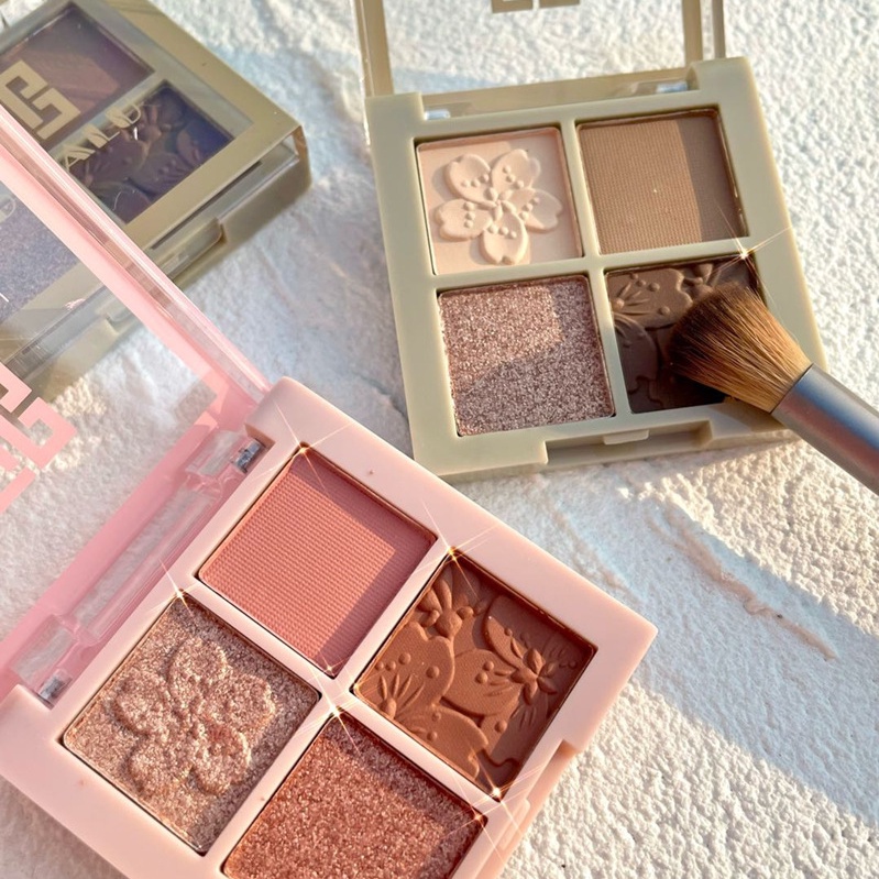 Bảng phấn mắt DIKALU bốn màu lì và ánh ngọc trai thời trang