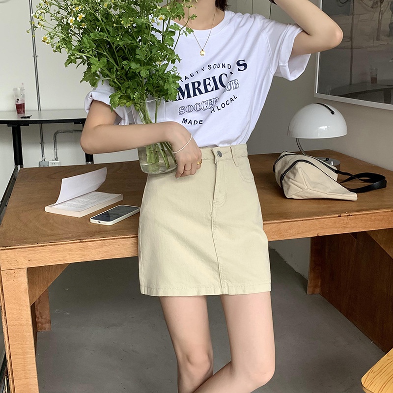 Chân váy ngắn Chữ A trơn Basic Phối túi Lưng cao Ulzzang Hàn Quốc Váy ngắn Cạp cao Có túi Thời trang | BigBuy360 - bigbuy360.vn