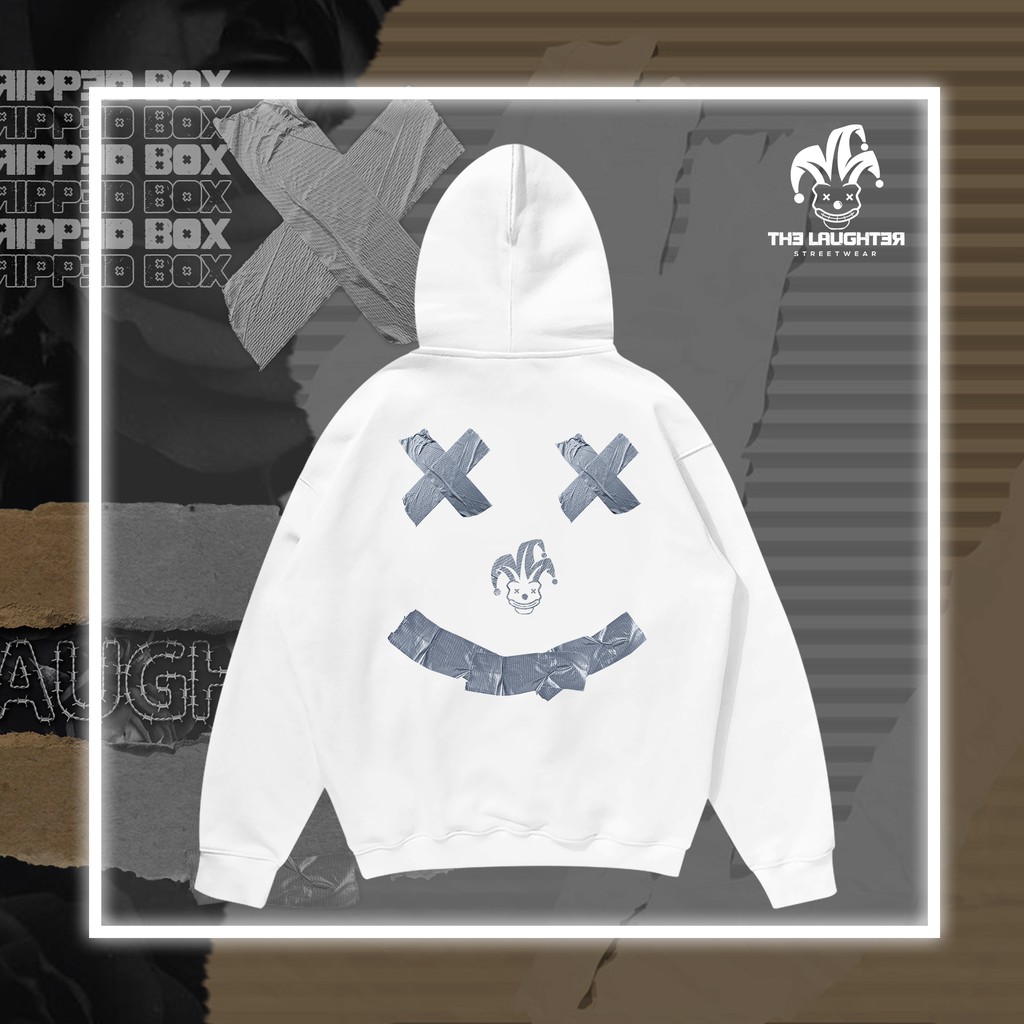 The Laughter - RIPPED BOX HOODIE Áo MŨ- NỈ DA CÁ | BigBuy360 - bigbuy360.vn