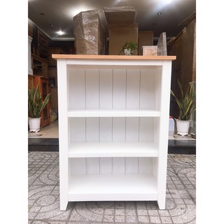 Kệ sách gỗ sồi Julian màu trắng đỉnh sồi 3 tầng