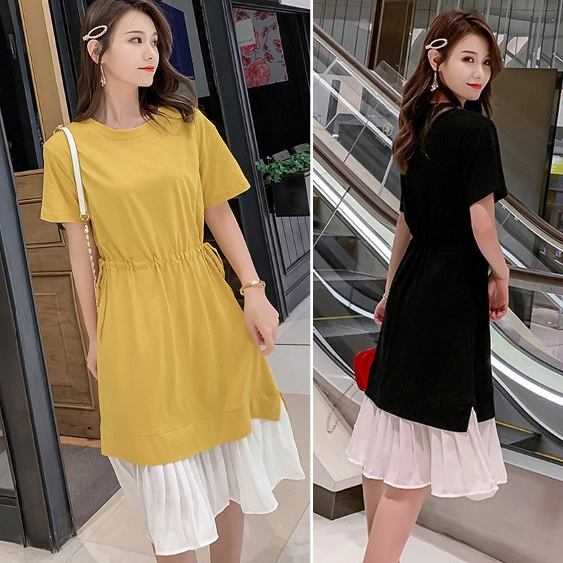 Đầm tay ngắn phối ren hoa thiết kế dáng chữ A nữ tính