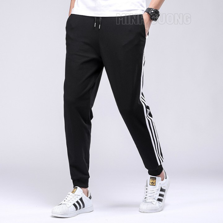 (Hàng đẹp) Quần jogger nỉ nam thiết kế kẻ 3 sọc mạnh mẽ, mặc thể thao phong cách trẻ trung năng động - HÀNG MỚI VỀ