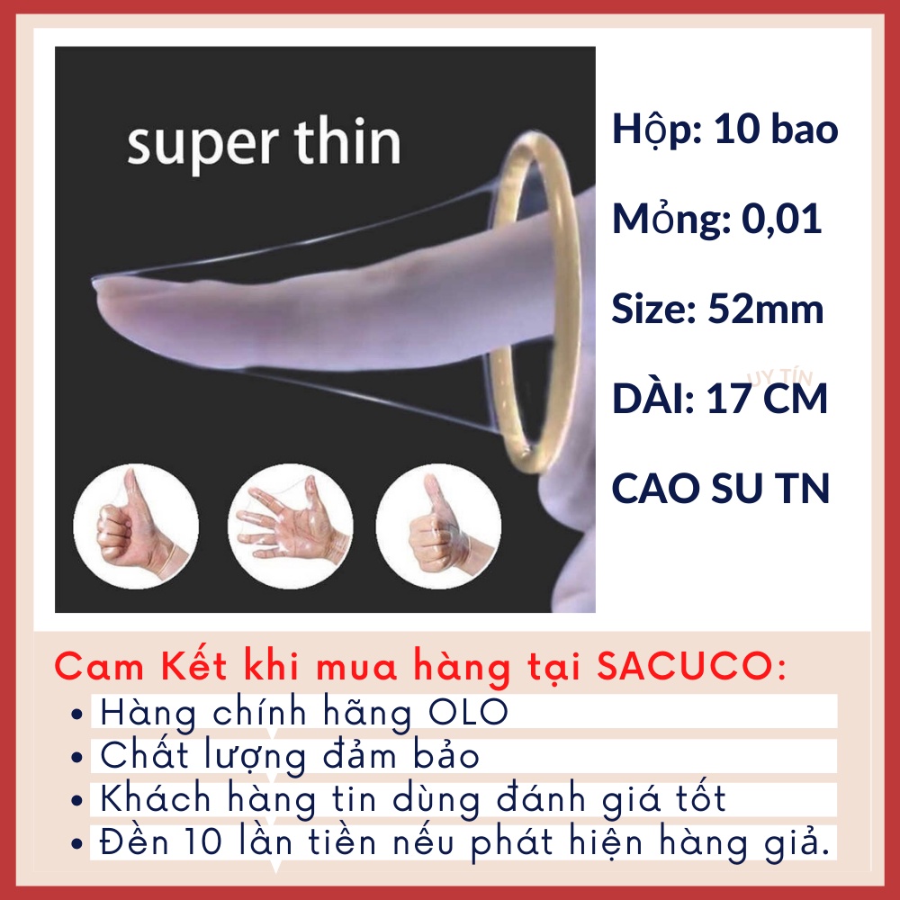 Bao cao su OLO đen siêu mỏng 0 01mm bcs 001 SACUCO olo1