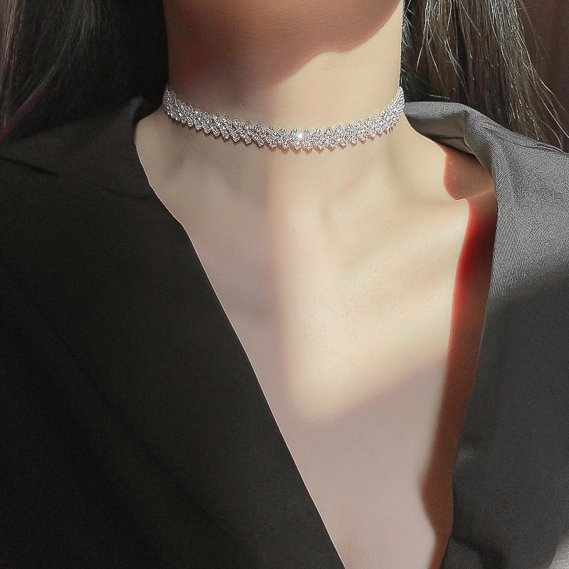 Vòng Cổ choker Đính Đá Kim Cương Toàn Bộ Ngọt Ngào Hợp Thời Trang Cho Nữ