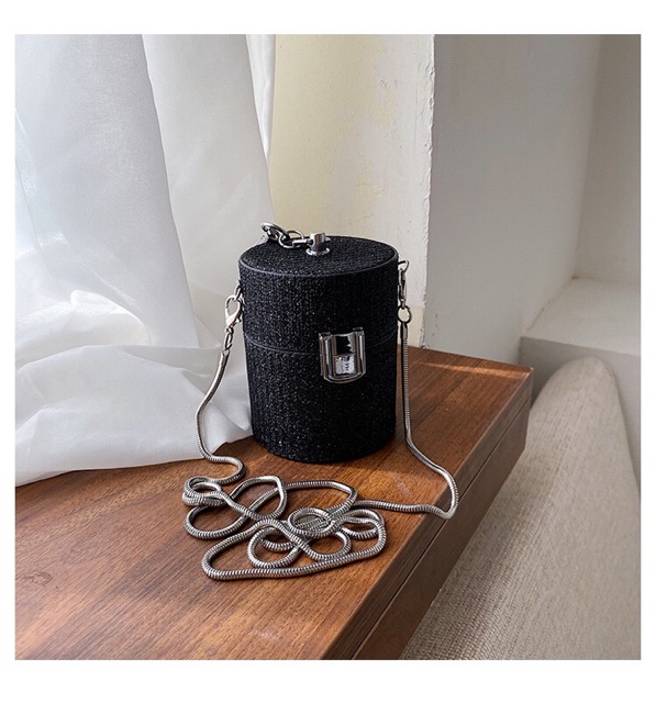 [Sẵn] Túi Đeo Chéo Mini Lấp Lánh Dáng Hộp Tròn Siêu Xinh 8x9x8cm | BigBuy360 - bigbuy360.vn