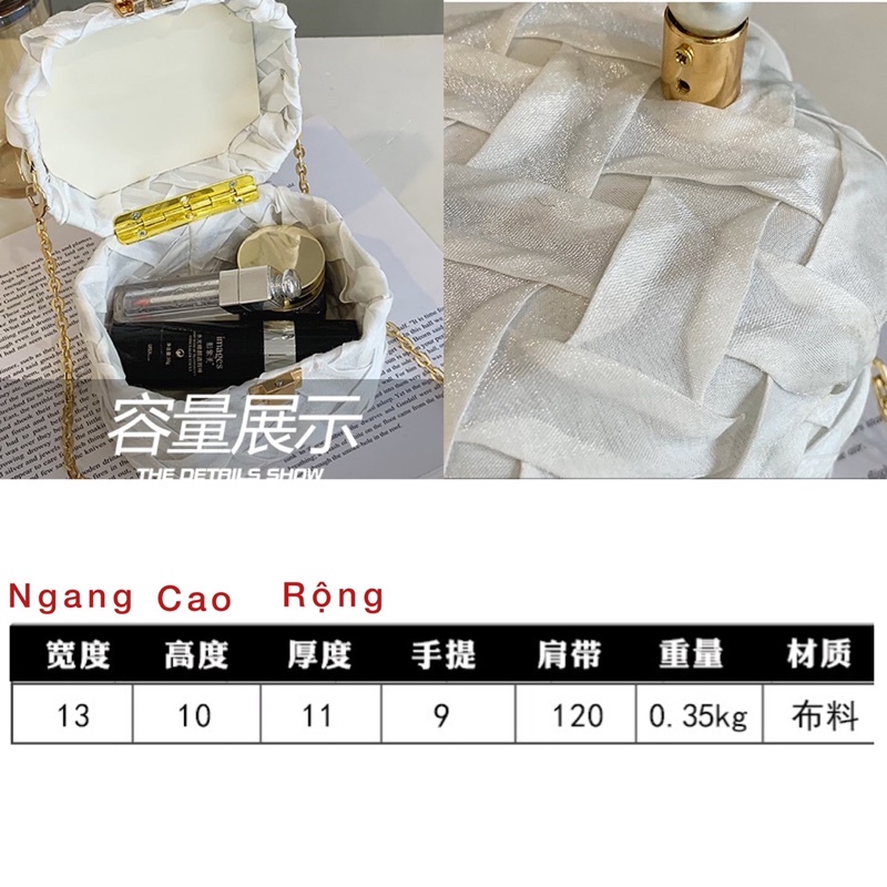 Túi hộp mini đeo chéo thiết kế đan chéo quai ngọc siêu xinh xắn hot 2022