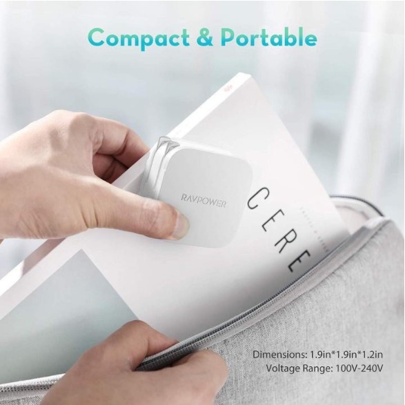 Củ Sạc chính hãng RAVPower 2 Cổng 18w Usb C + PD RP-PC113