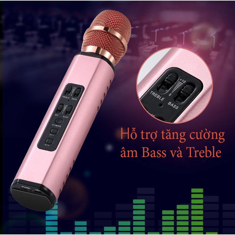 Micro karaoke kiêm loa di động không dây bluetooth K6 hát mọi nơi cực hay