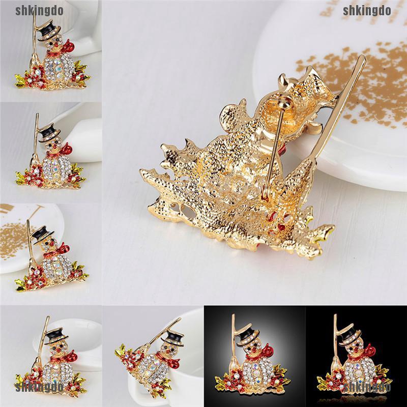 Huy hiệu cài áo hình người tuyết Giáng sinh đính đá thời trang