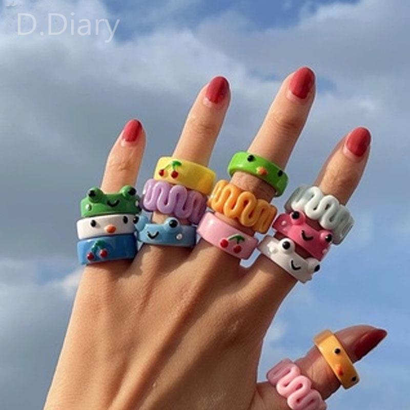 Nhẫn Hình Ếch Dễ Thương Bằng Nhựa Resin Nhiều Màu Cho Nam Và Nữ