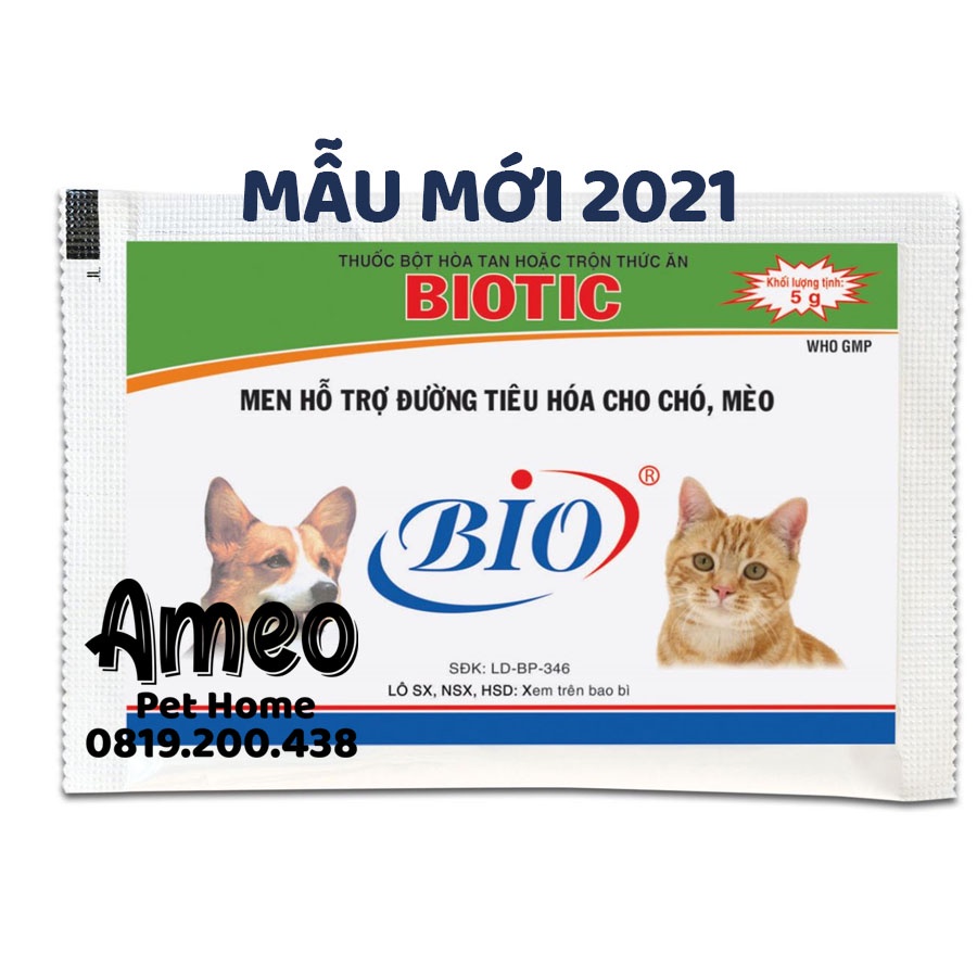 Men Tiêu Hóa Cho Chó Mèo BIOTIC 5g Mẫu Mới