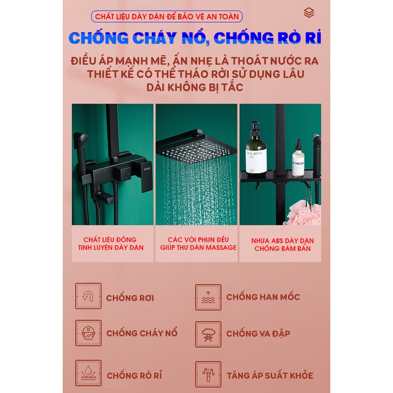 Bộ Sen Cây Tắm Đứng Hiển Thị Nhiệt Độ VangoPlaza Vòi Sen Tăng Áp Có Giá Để Tiện Lợi, Sơn Tĩnh Điện An Toàn