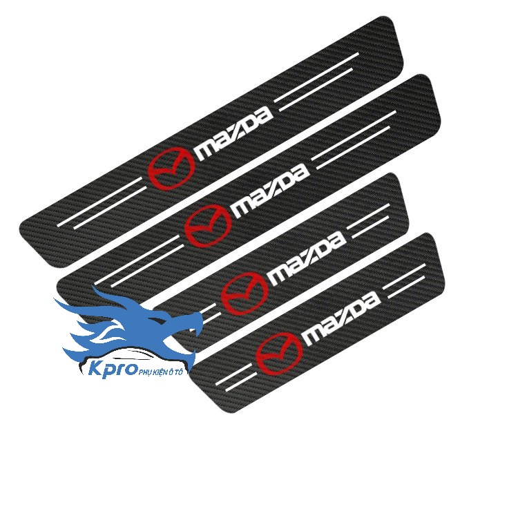 Bộ 4 miếng decal vân carbon chống trầy bậc bước cửa ô tô  - Hàng Kpro chất lượng cao
